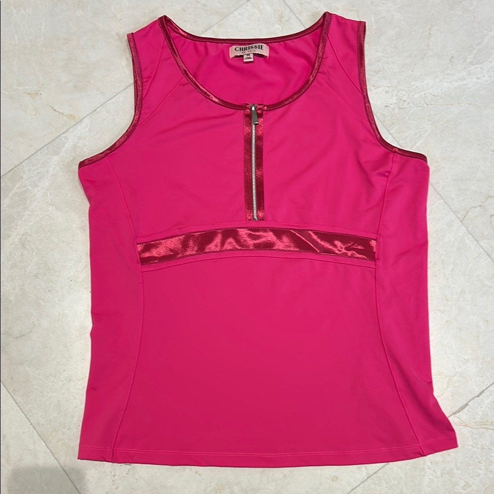 Fitted Pink Sleeveless Tank Top with Embellished Design